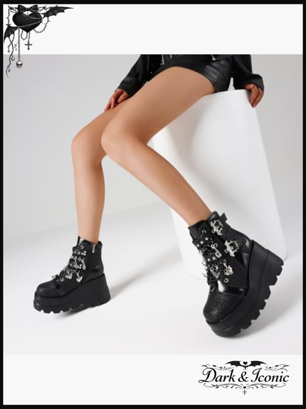 Platform Combat Boots Women Chunky Wedge Heel Ankle Boots Lace Up - Picture 3 of 7